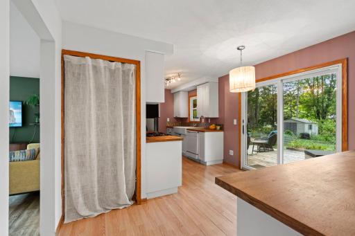 Dining area opens directly to the backyard and deck