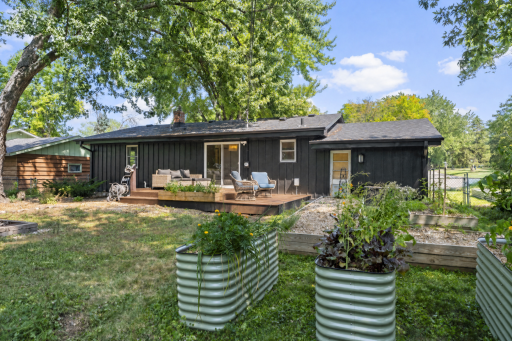 Backyard deck extends the home's outdoor living space