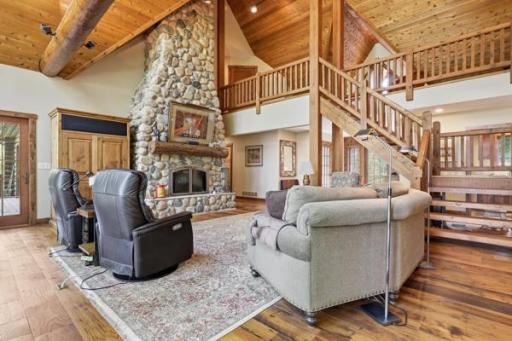 Vaulted great room and 2 story fireplace