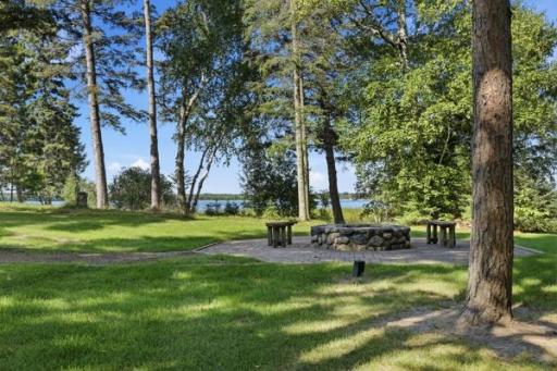 Raised fire ring overlooking the lake