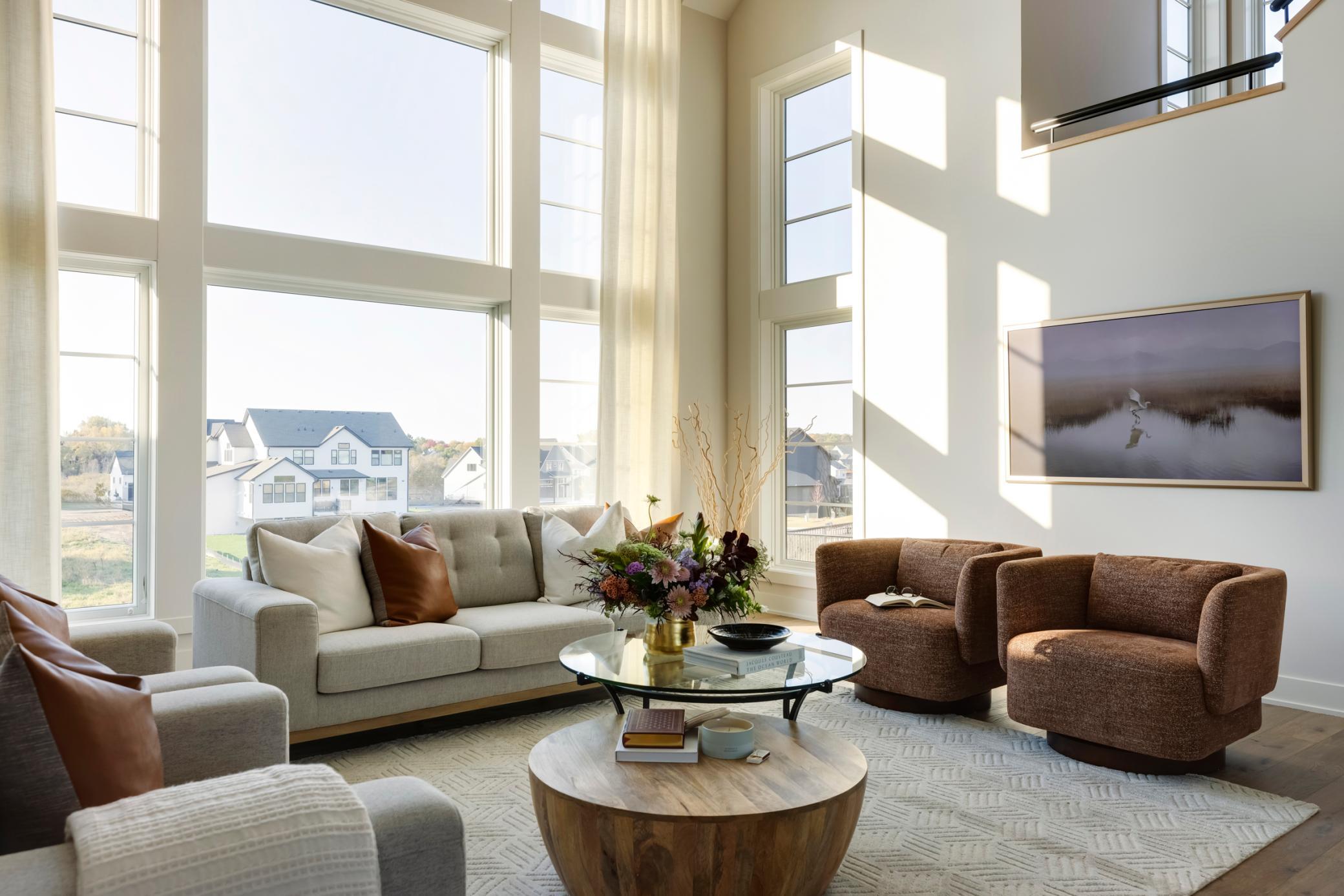 Large Windows spanning the Two-Story Great Room