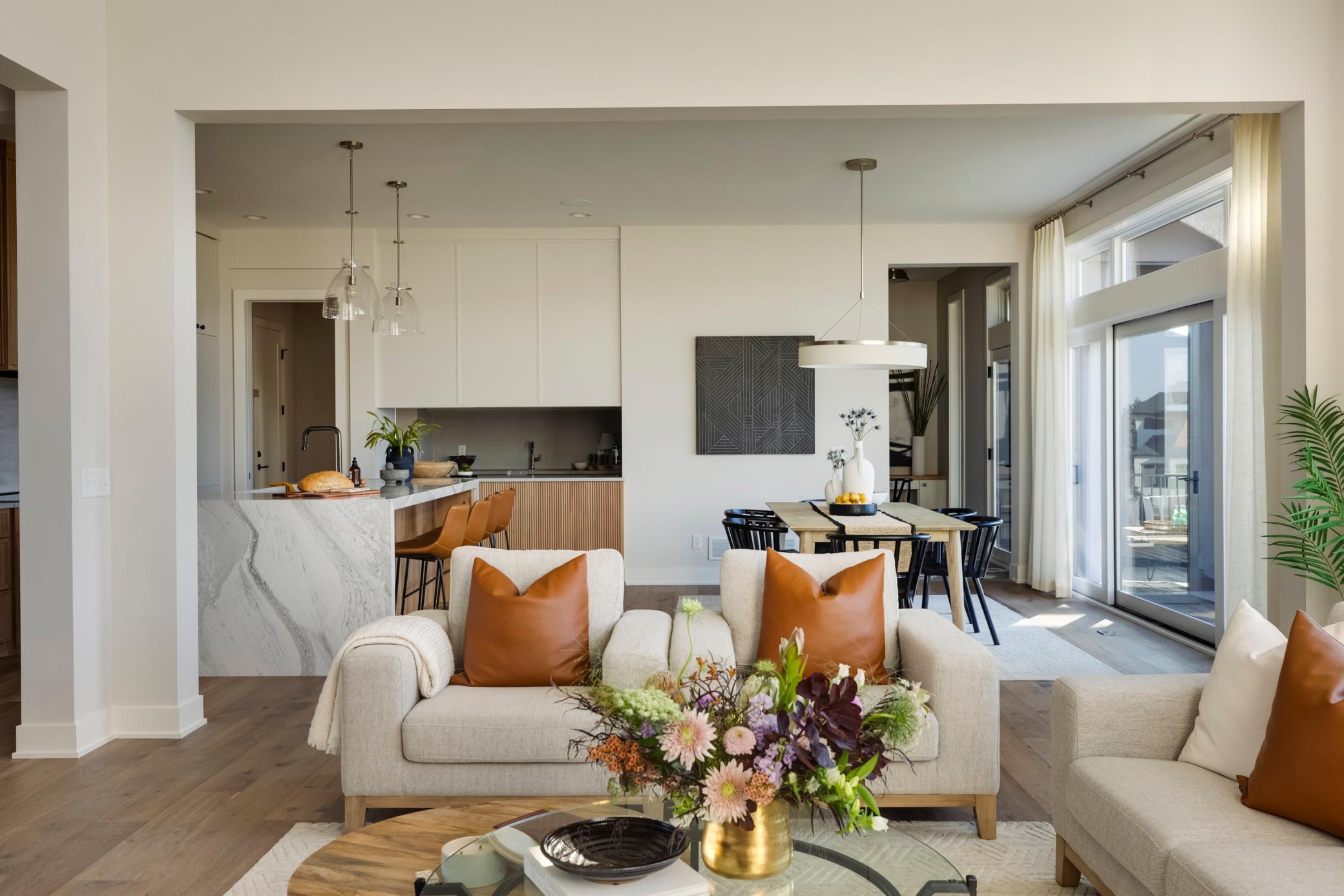 Great Room View into Kitchen and Dining Space