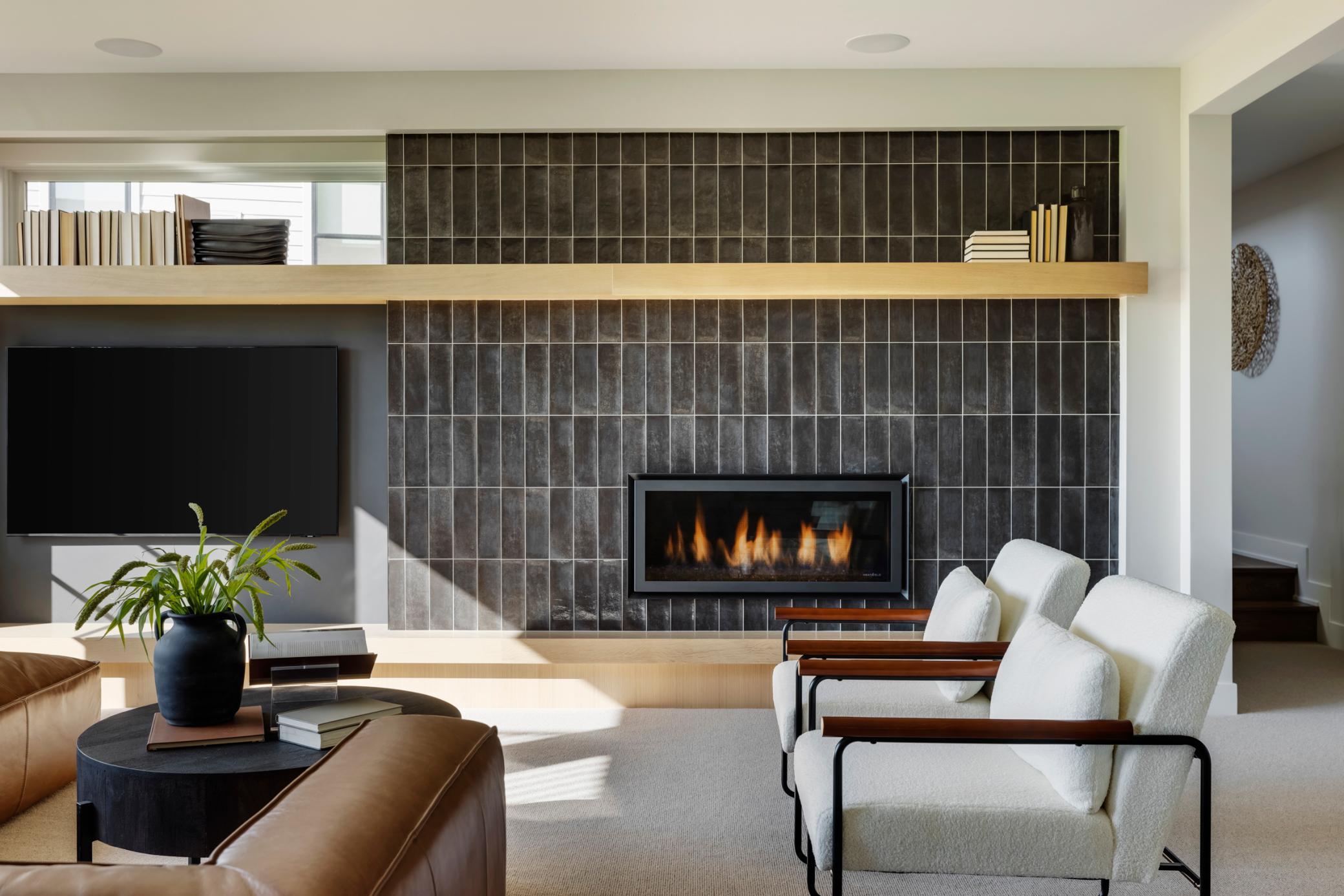Lower Level Fireplace and TV Area