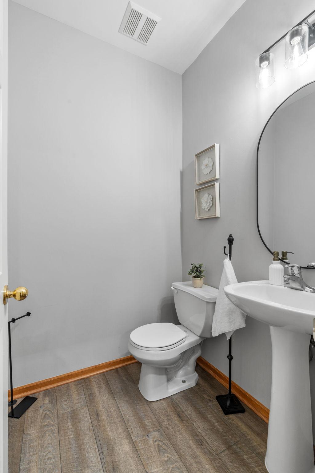 Spacious main level half bath