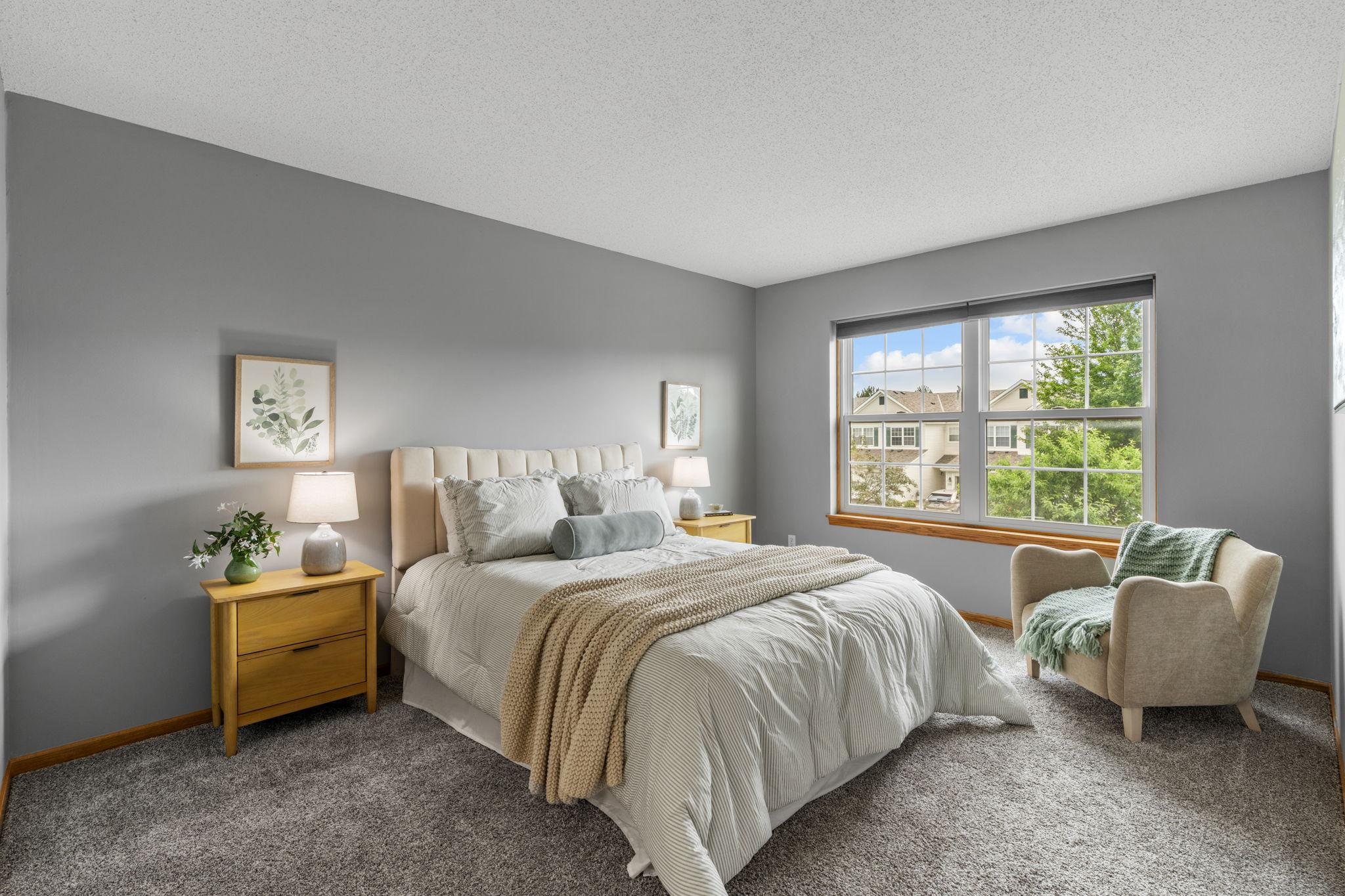 Large primary bedroom with TWO closets and walk-thru to full bath