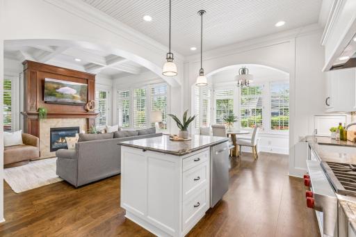 Step inside to newly refinished hardwood floors that flow throughout the inviting living room, dining area, and kitchen.
