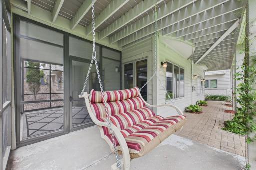 Lower Level even has a swing. Picture having ice cream while swinging on the back watching the golfers go buy. Brings back great memories of easier days.
