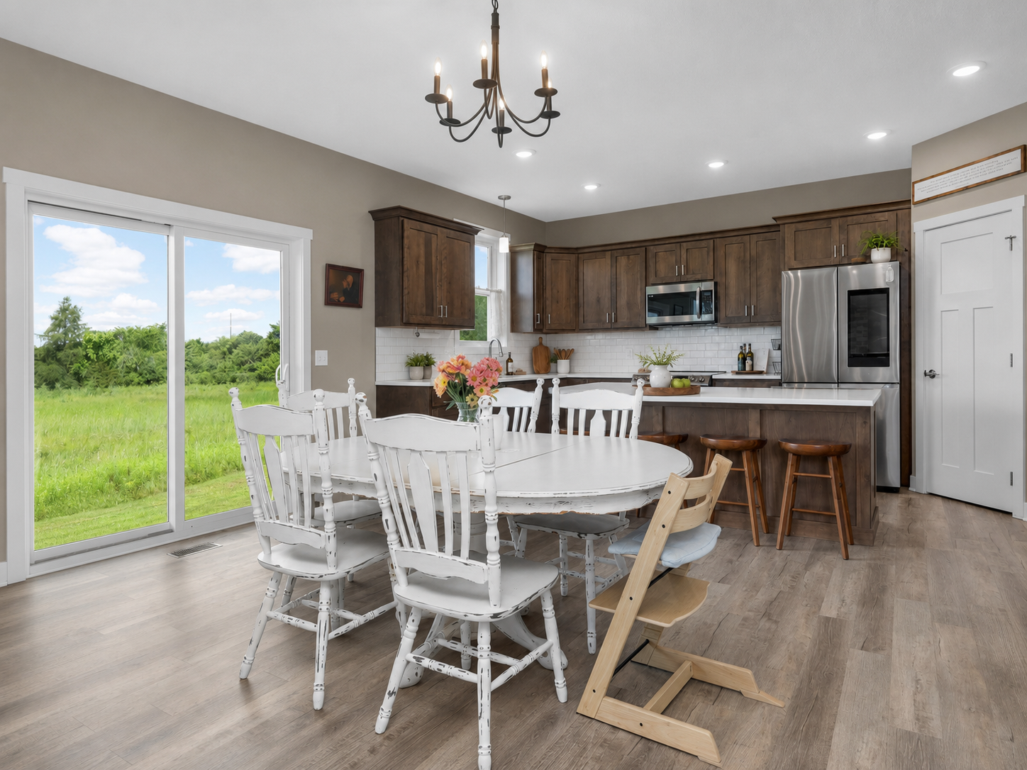 Kitchen Island and Open Dining Space