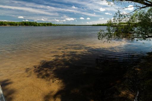 A view looking towards the larger area of Crow Wing Lake and the infamous point and sandbar great for a quick dip.