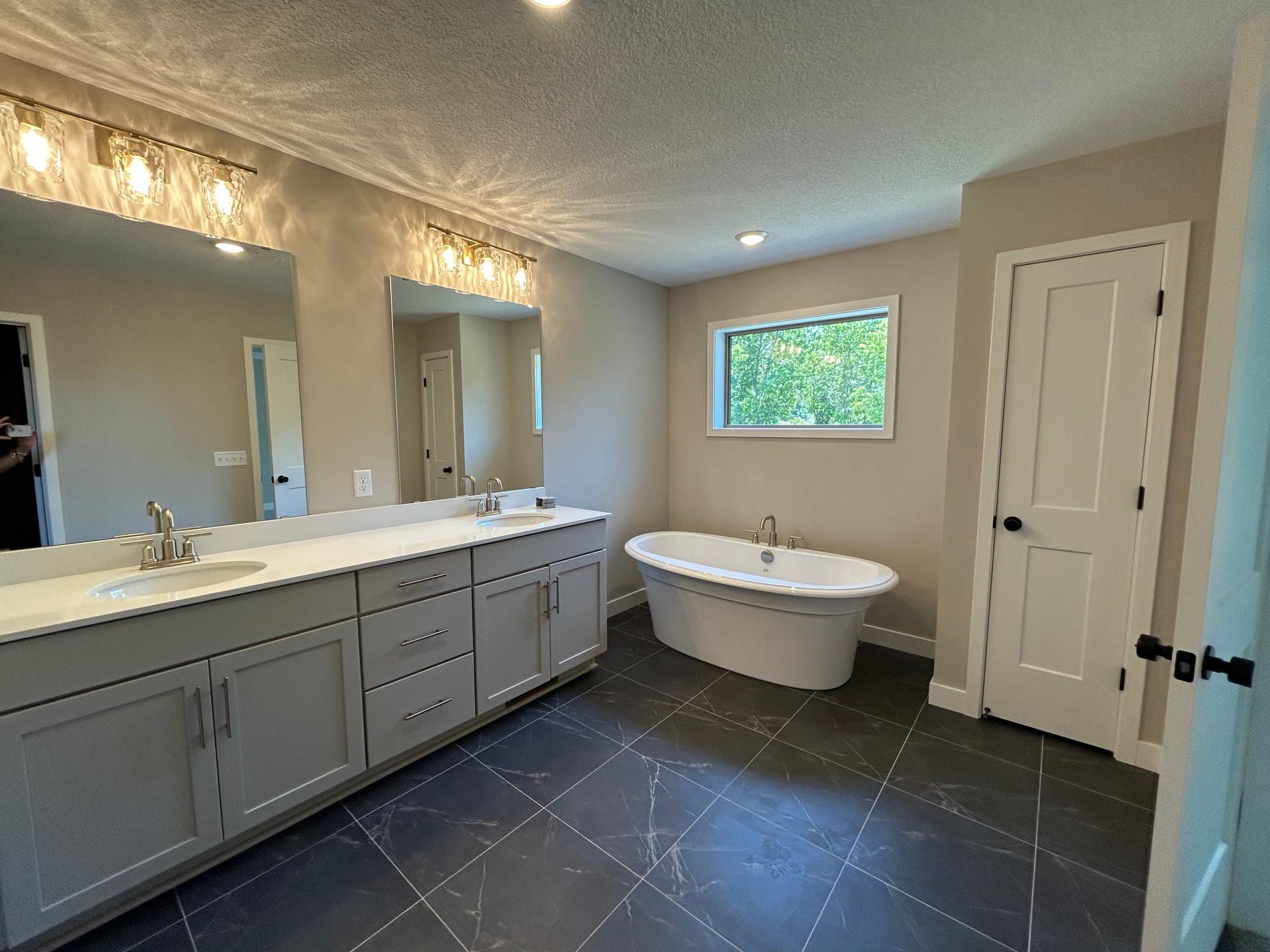 Spa like primary bath with large soaking tub