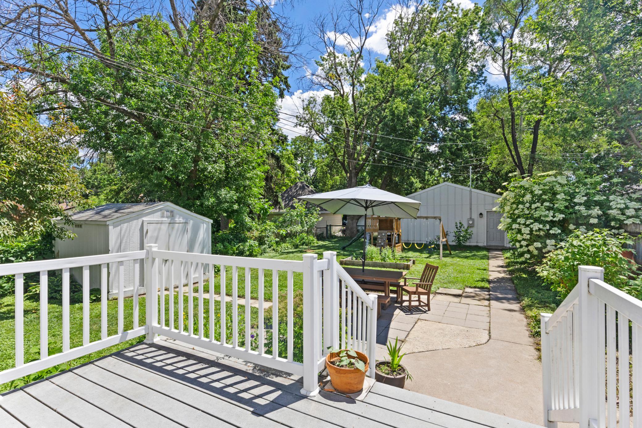 Fenced in yard & newer garage.
