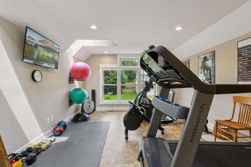 Bedroom 4, currently used as a workout space.