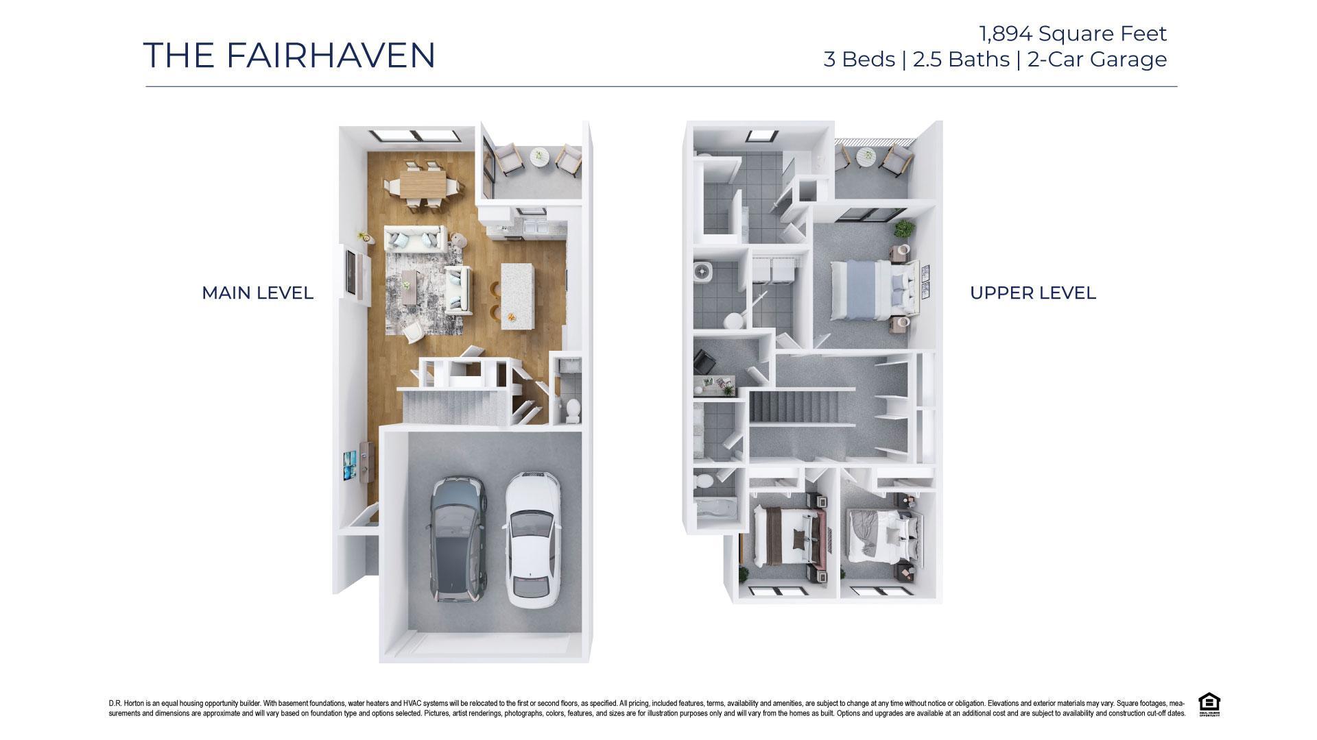 The Fairhaven floorplan in Brookshire features a covered deck and patio.