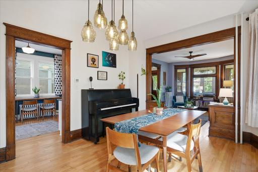 Dining room is spacious & has room for extras like a piano or buffet.