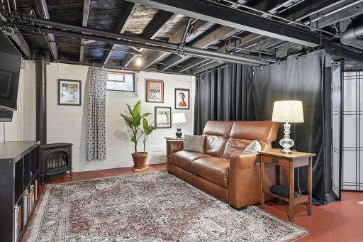 Cozy family room space with industrial lounge vibes.