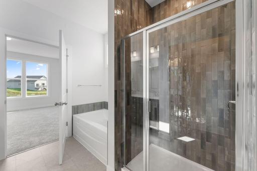 Tiled Walk-In Shower and Soaking Tub