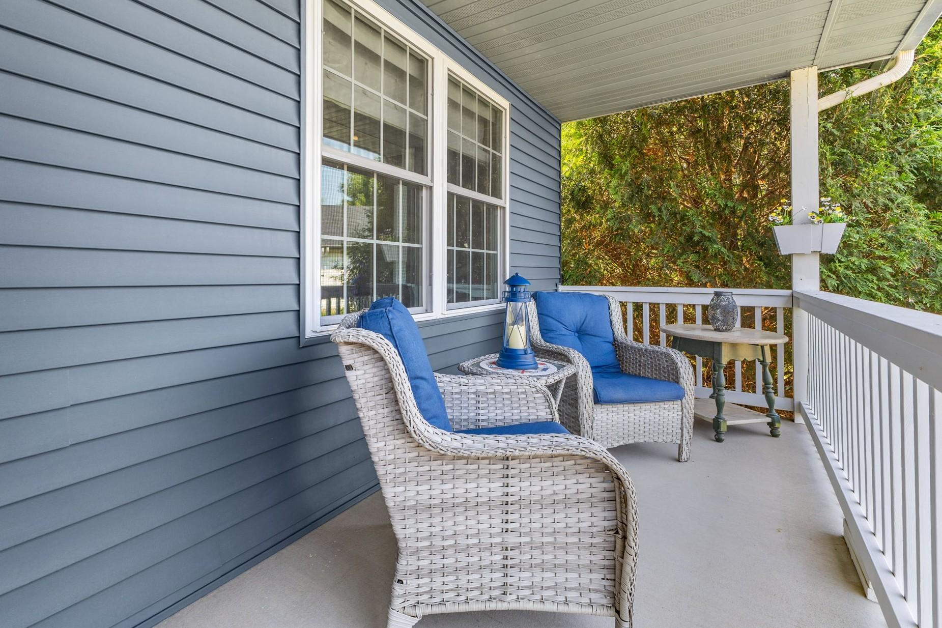 This welcoming front porch is the perfect spot to enjoy your morning beverage!