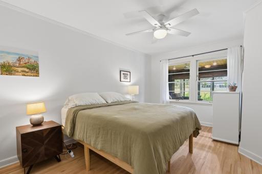 Bedroom 1 features ceiling fan