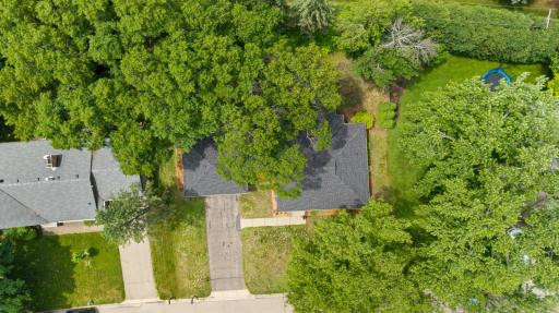 Fenced-in backyard. Mature trees and landscape surround the home. Storage shed