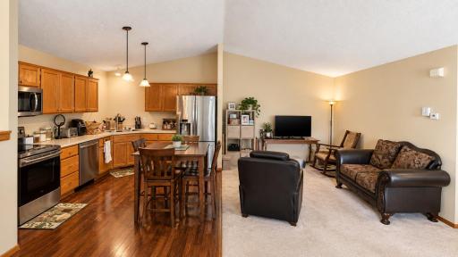 Vaulted Ceilings with freshly painted warm toned walls give an airy and warm feel.