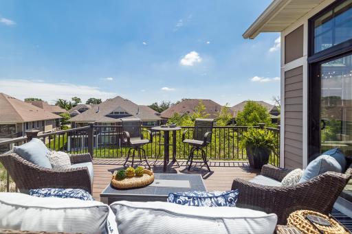 The maintenance-free composite deck overlooks the tranquil wetlands with abundant wildlife.