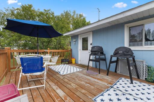 The deck creates a welcoming spot for grilling, outdoor dining or relaxing in the fresh air.