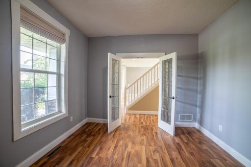 Main-floor office with french doors