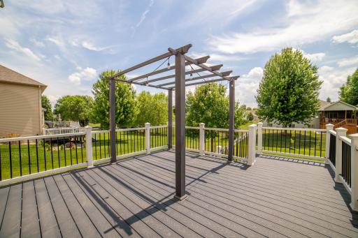 Large rear composite deck and pergola