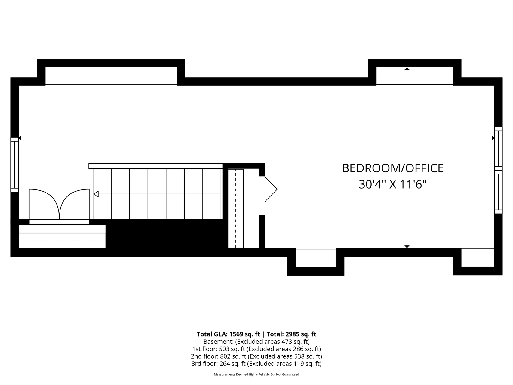 Upper Level Floor Plan with Measurements