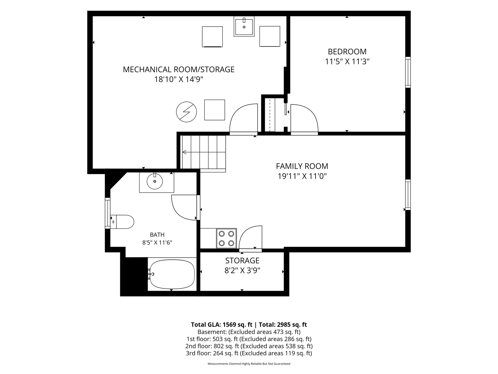 Lower Level Floor Plan with Measurements