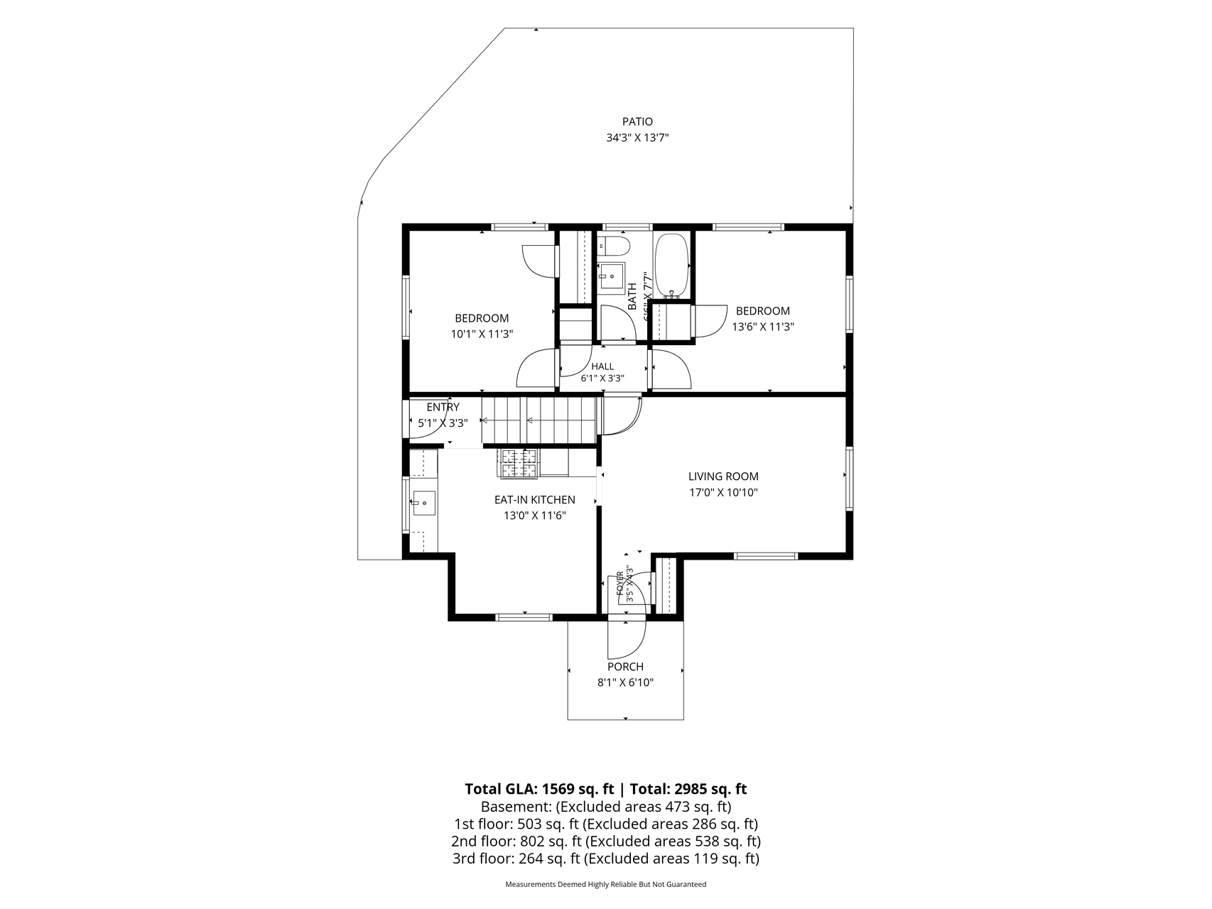 Main Level Floor Plan with Measurements