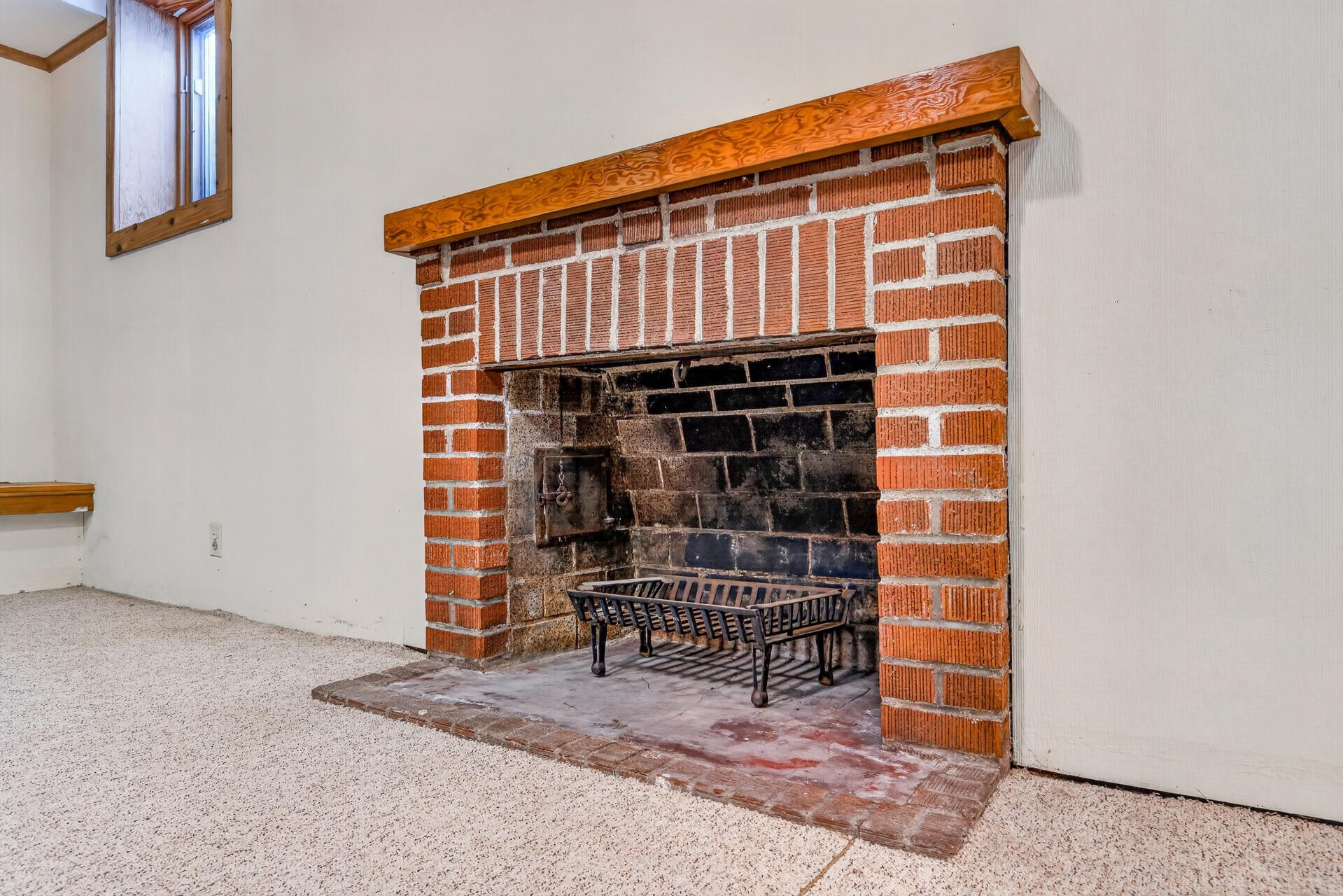 Basement woodturning fireplace
