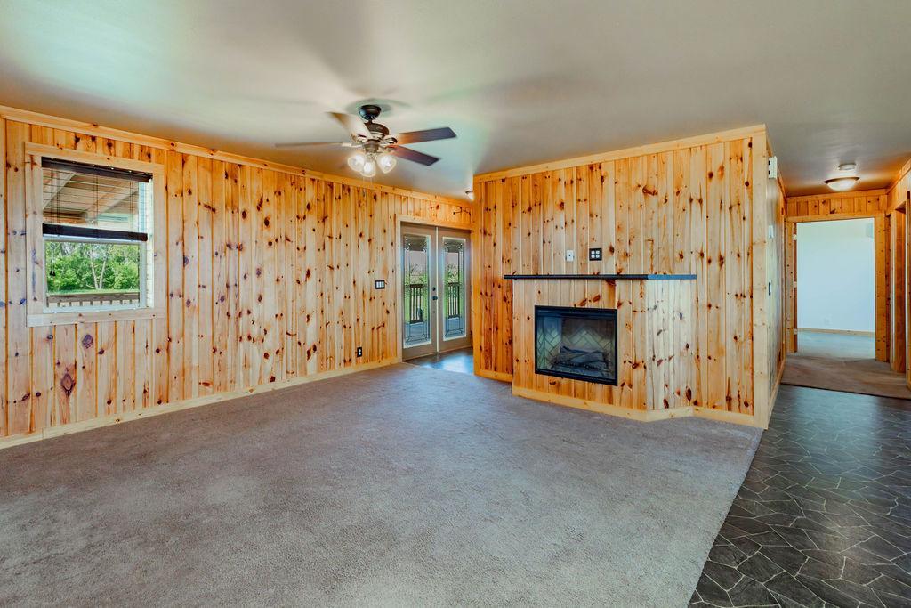 living room with electric fireplace