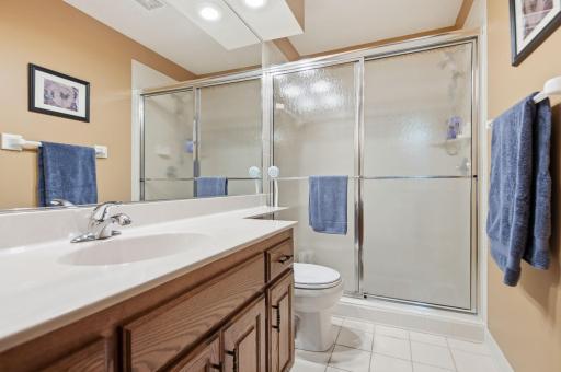 This is the secondary three-quarter bathroom