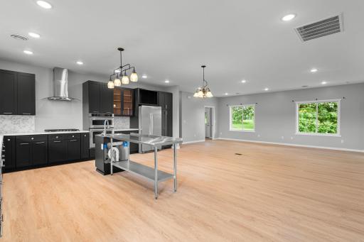 Light and inviting kitchen dining and living