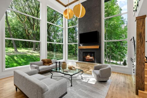 Wall of Pella windows that invites the natural light in