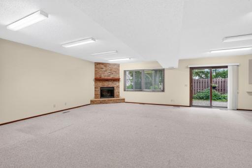 Huge walkout lower level family room with Gas Fireplace