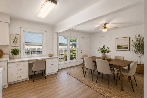 Eat in kitchen with access to your back yard patio (virtually staged)