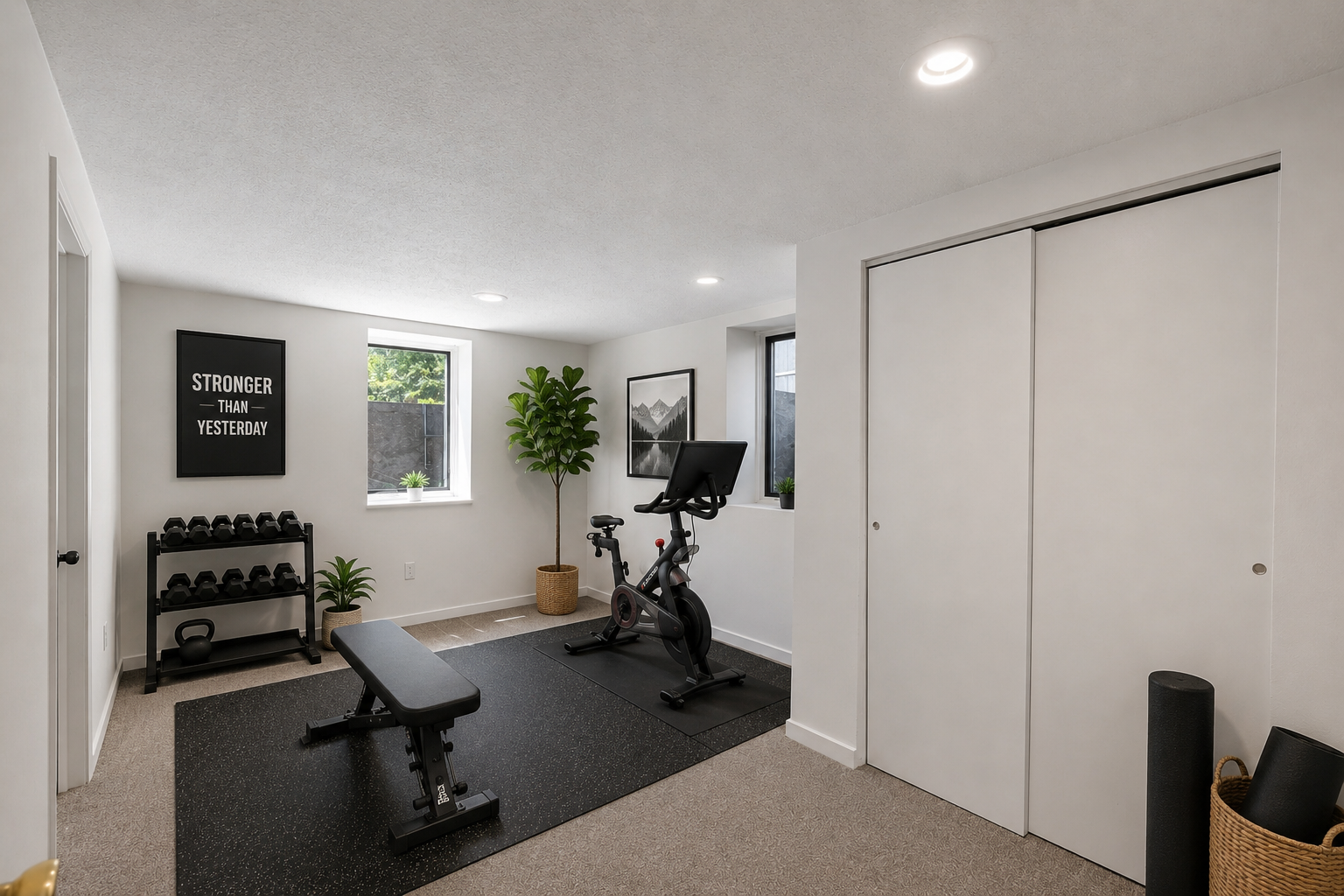Lower level Bedroom with ample closet space! ( photo virtually staged)