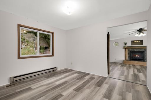 New flooring and paint continue through to the huge family room addition.