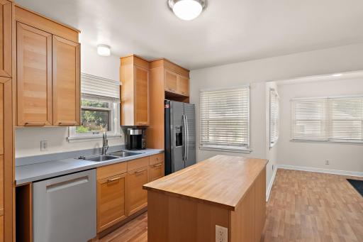 Kitchen with many newer appliances and center island