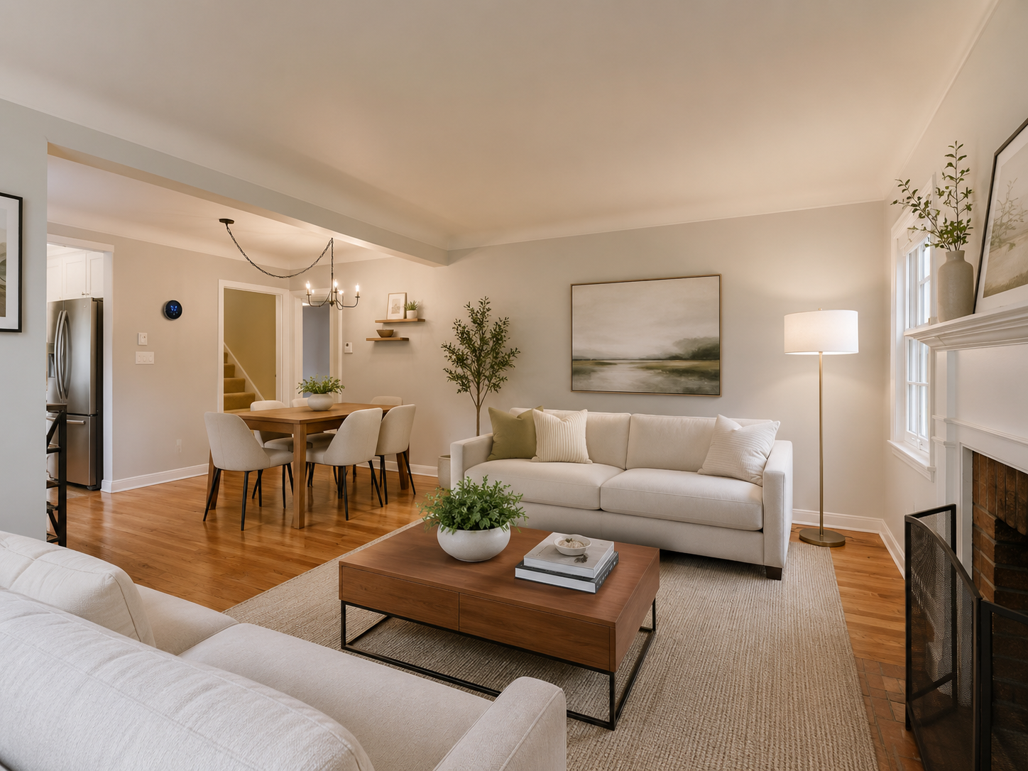 Modern farmhouse living space with greenery.png