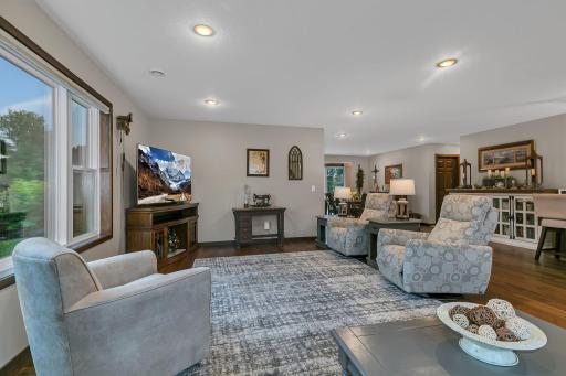 Views of the living towards the formal dining, note the lighting that is equipped with dimmers.