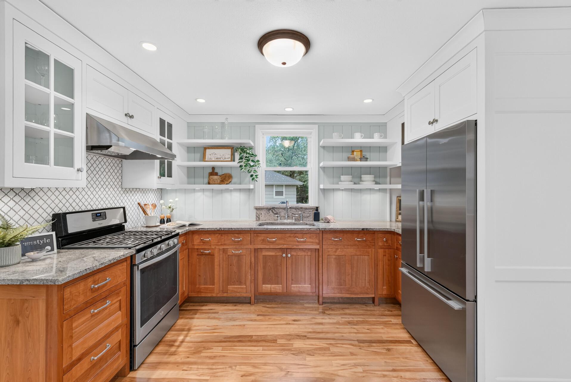 The kitchen area was gutted to the studs and an architect helped design a kitchen that is updated but still feels "age-appropriate"