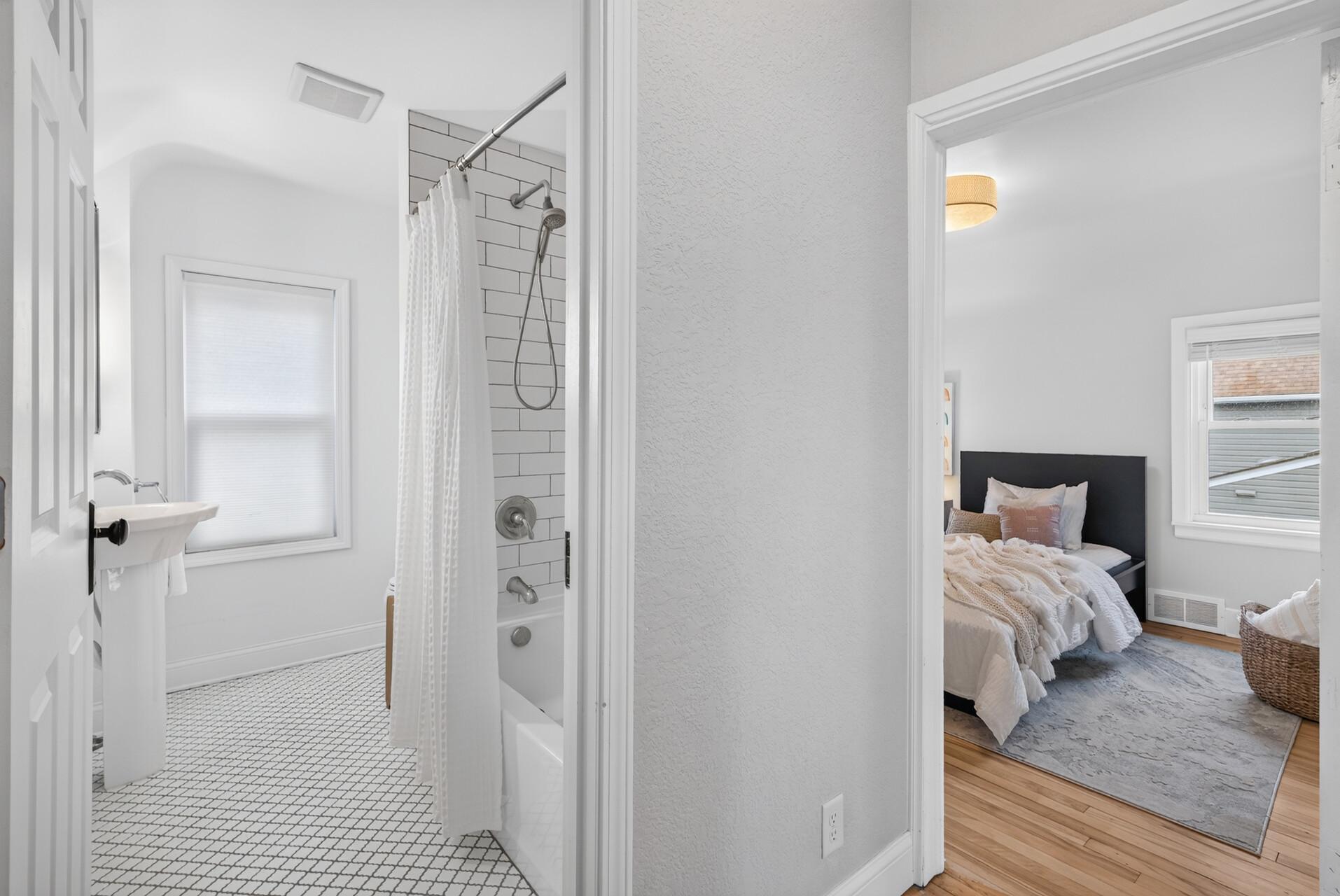 Two spacious bedrooms and bath on the upper level