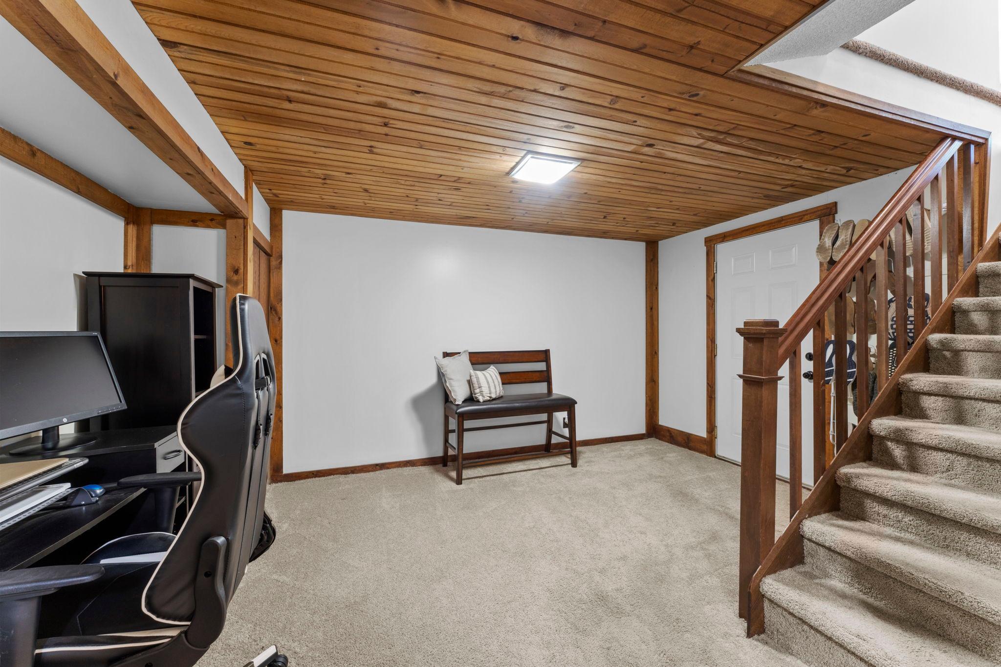Lower level family room and garage entry