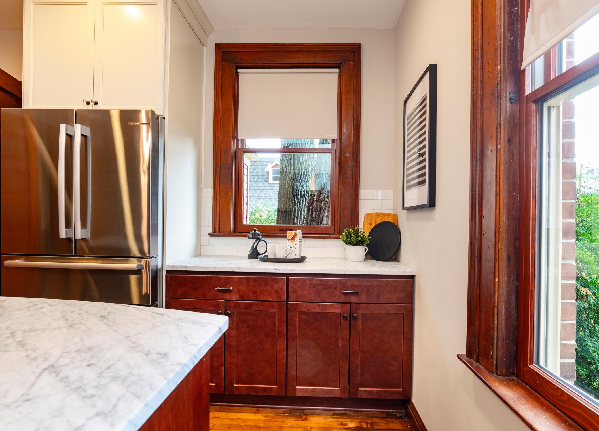 Additional prep space for multiple cooks in the kitchen.