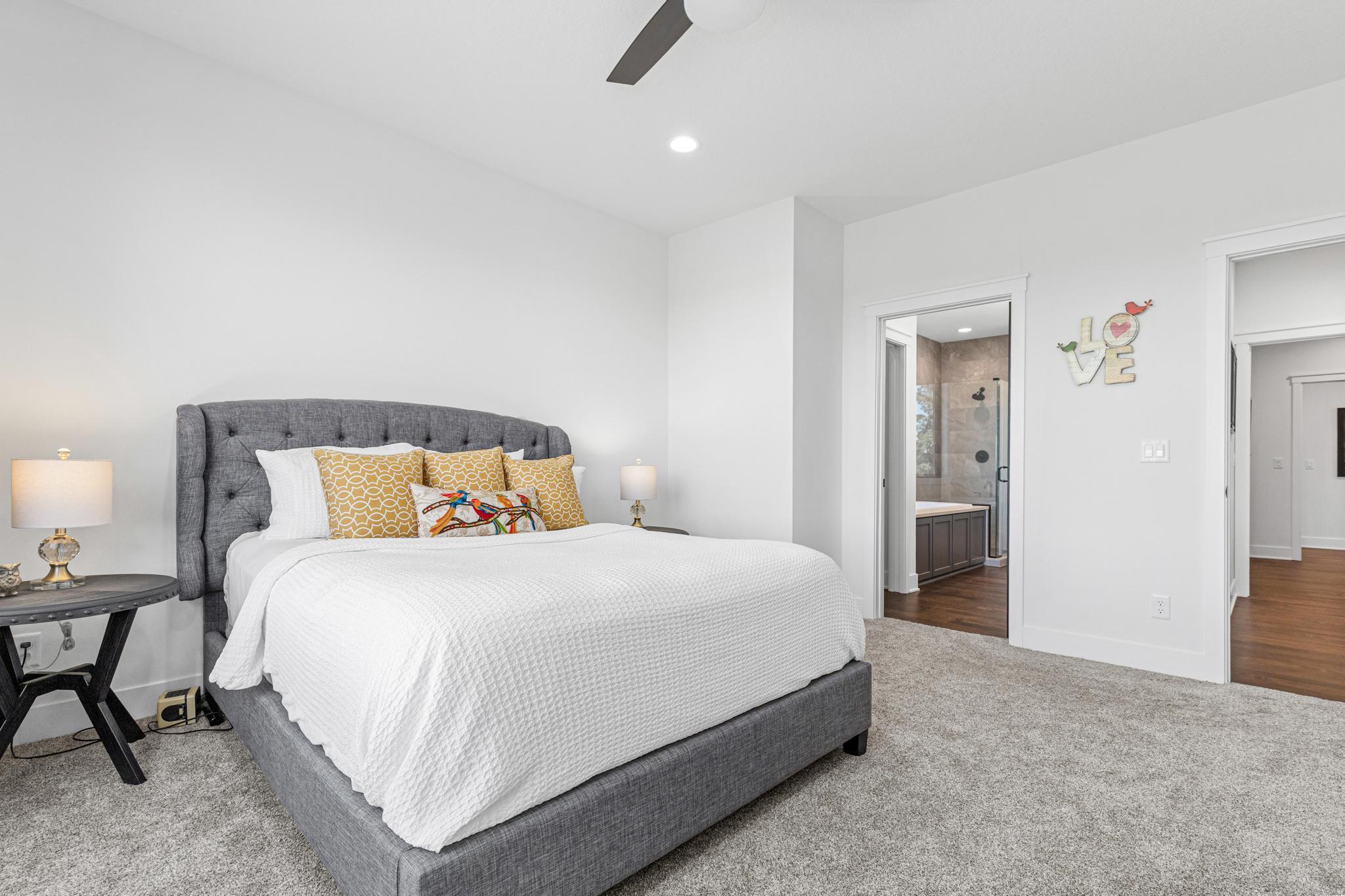 The owner's retreat offers privacy, comfort, and a peaceful connection to nature.