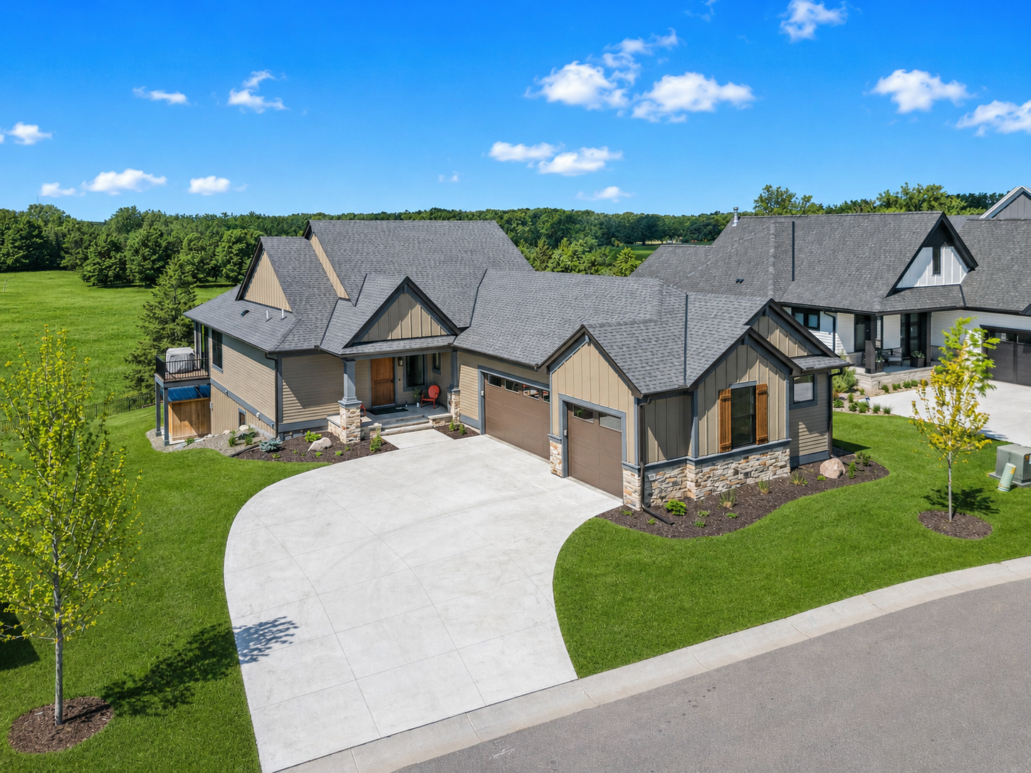 Welcome home! This extraordinary home sits on a picturesque lot with incredible views of wildlife, sunsets and open spaces. Tranquil, peaceful and like new- just move in and enjoy. AI enhanced image.