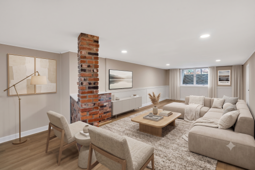 Lower level: family room (virtually staged)
